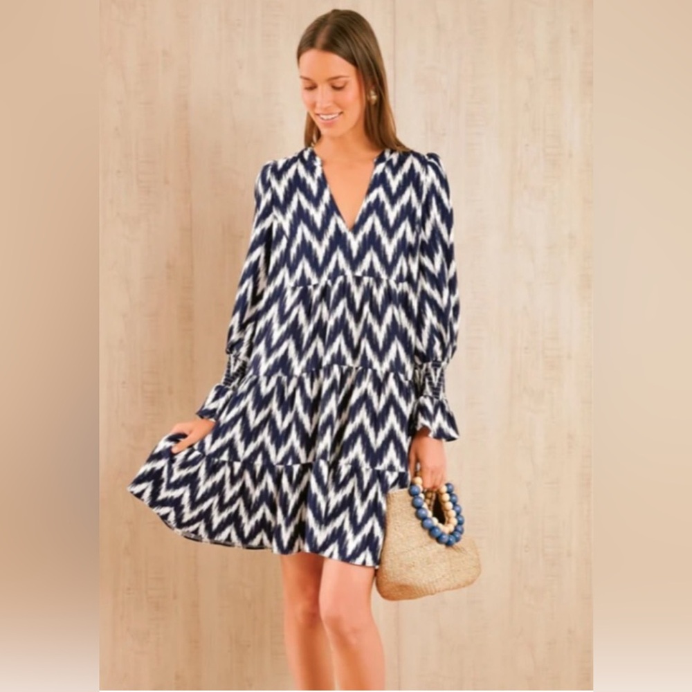 Tuckernuck Pomander Place Navy Ikat Kenzo Dress Small - Picture 2 of 12